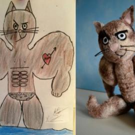 艺术家将儿童画制成可爱的毛绒玩具