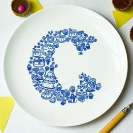 26个花色字母创意盘子