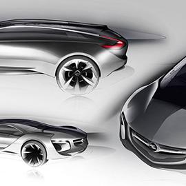 欧宝官方发布概念汽车Monza设计手绘效果图