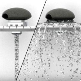 “水中石”洗手池上的水龙头设计