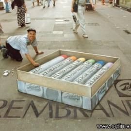 是真是假难分辨 画在地上的画