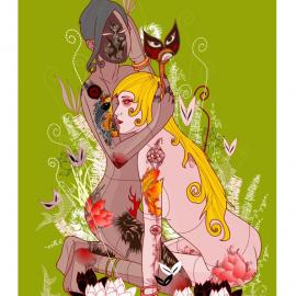 黑白莲花插画李金孺