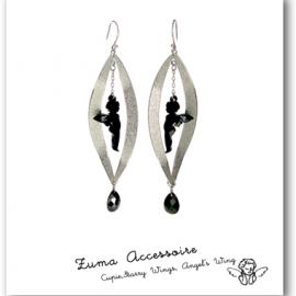 靓丽迷人 韩国天使黑色耳饰