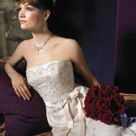 精美拖尾婚纱 优雅百合花